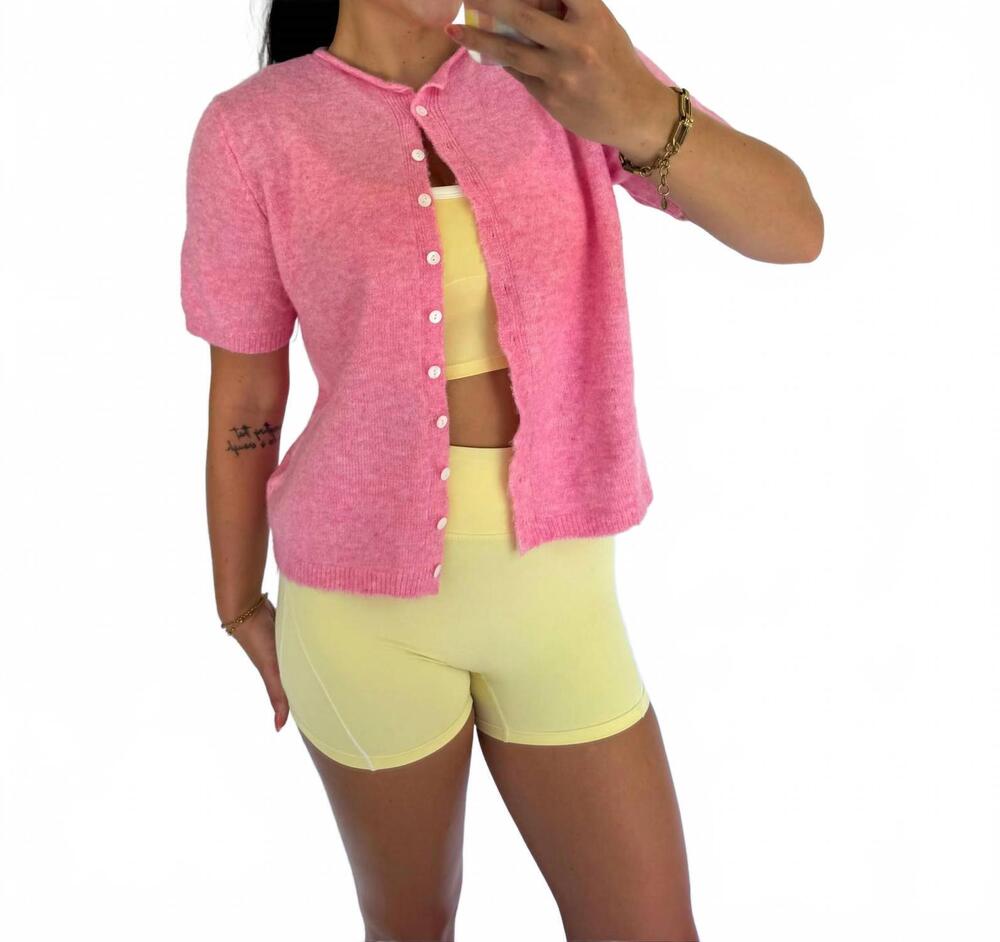 NEW MIMOSA the bella short sleeve cardigan in pink